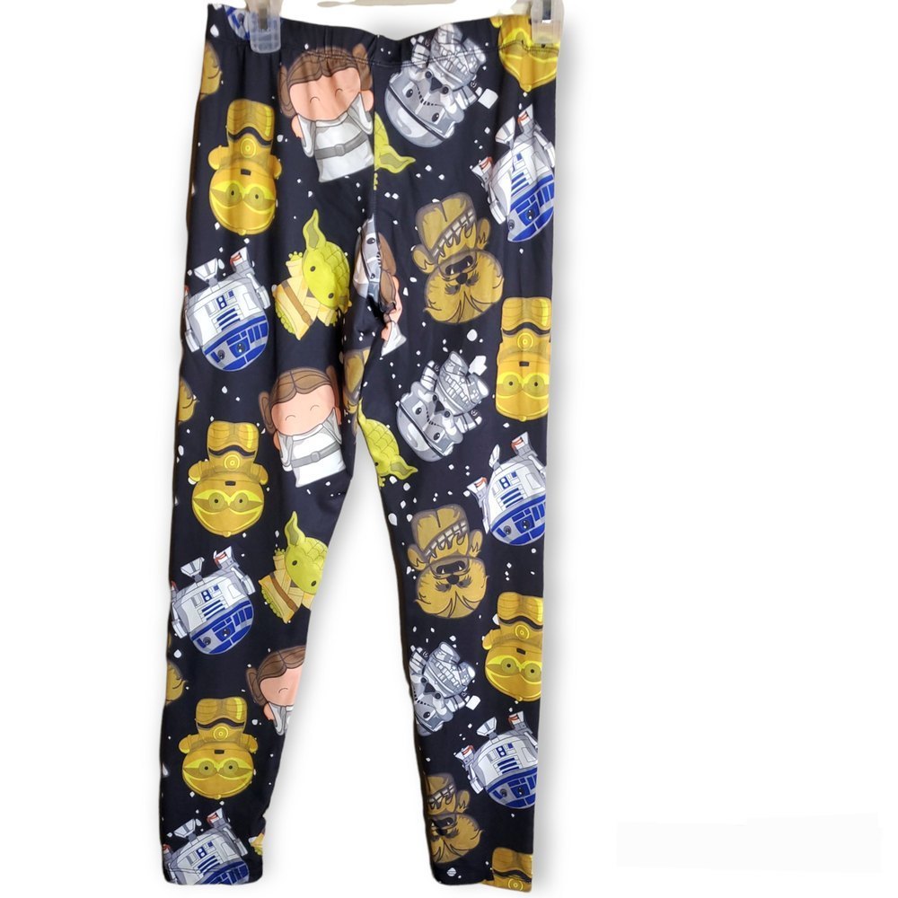 𝅺Star Wars mighty fine black printed graphic Yoda legging size L /large
